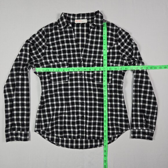Love Tree Black White Check Button‎ Up Shirt L Long Sleeve Cotton Flannel - Picture 9 of 10